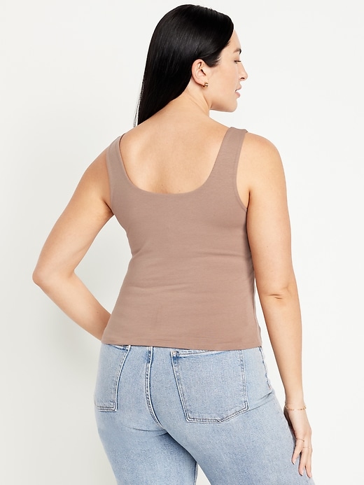 Image number 5 showing, Fitted Double-Layer Scoop-Neck Tank Top