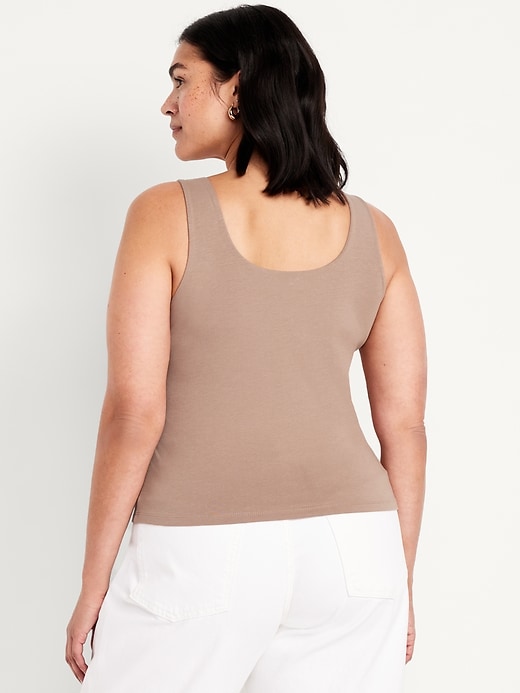 Image number 7 showing, Fitted Double-Layer Scoop-Neck Tank Top