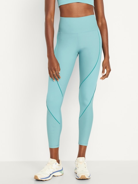 High-Waisted PowerSoft Rib Mix 7/8 Leggings - Luminous Blue