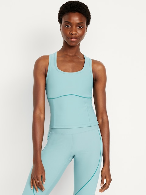 PowerSoft Racerback Cropped Shell Tank - Luminous Blue
