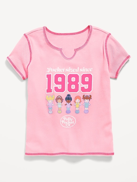 Image number 1 showing, Polly Pocket™ Fitted Ribbed Graphic T-Shirt for Girls