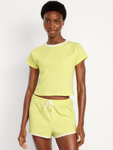 Ribbed Ringer Pajama T-Shirt - Yellowlime