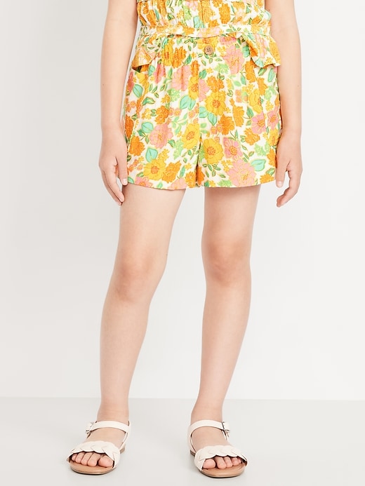Image number 1 showing, Printed Double-Weave Pull-On Utility Shorts for Girls