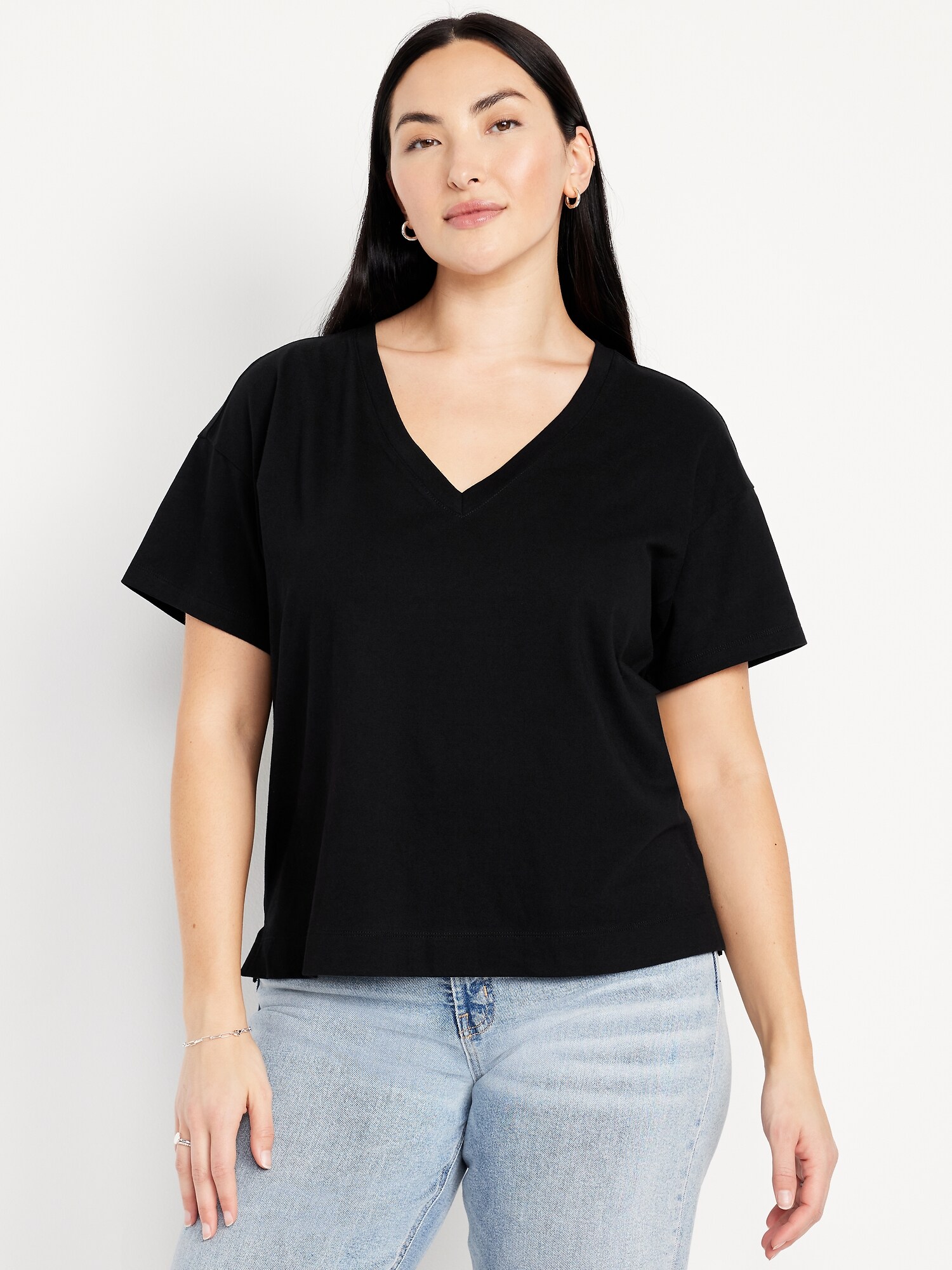 Женская футболка Old Navy Vintage V-Neck, цвет: Чёрный — фото 4
