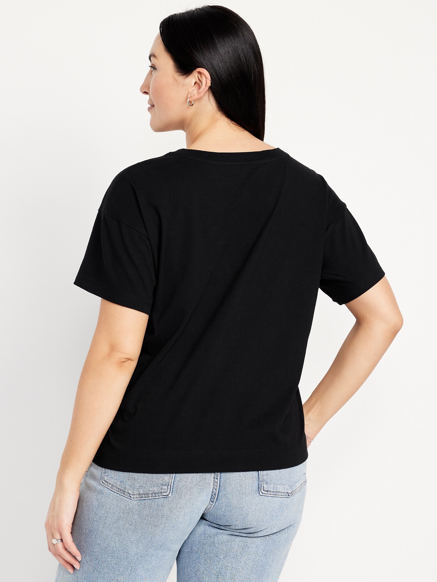 Женская футболка Old Navy Vintage V-Neck, цвет: Чёрный — фото 5