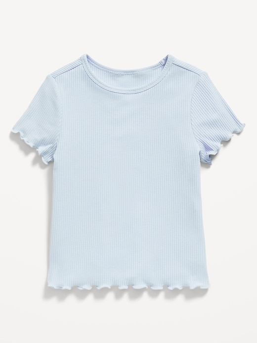 Image number 1 showing, Short-Sleeve Lettuce-Edge Ribbed T-Shirt for Toddler Girls
