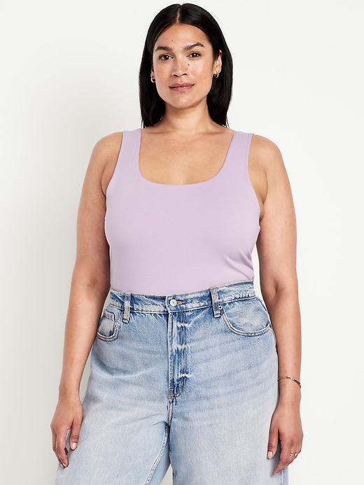 Image number 6 showing, Fitted Double-Layer Scoop-Neck Tank Top