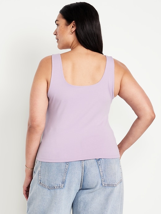 Image number 7 showing, Fitted Double-Layer Scoop-Neck Tank Top