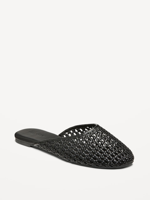 Faux-Leather Woven Mule for Women - Black Jack