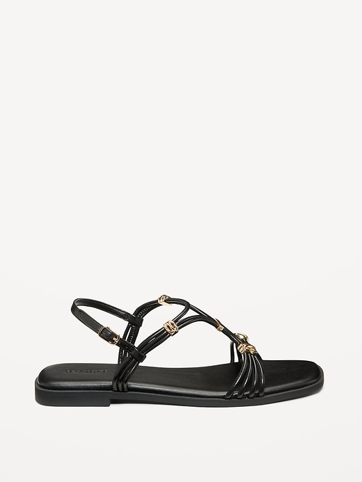 Image number 4 showing, Faux-Leather Strappy Hardware Sandals
