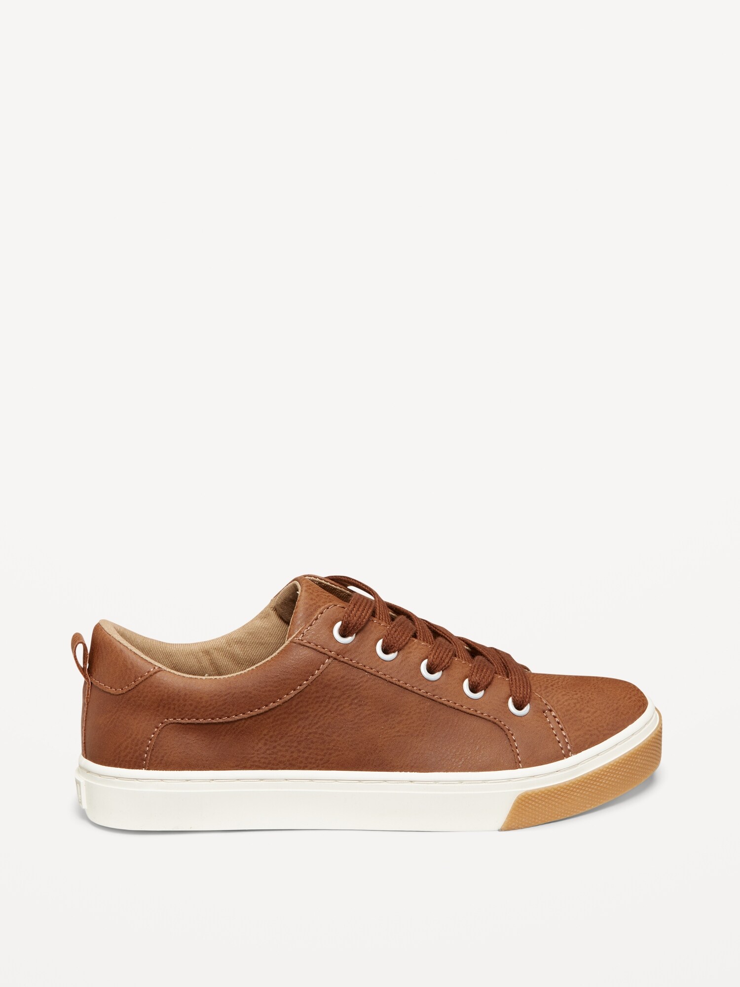 Детские кроссовки Old Navy Gender-Neutral Elastic-Lace Faux-Leather, цвет: Коньячный коричневый — фото 4