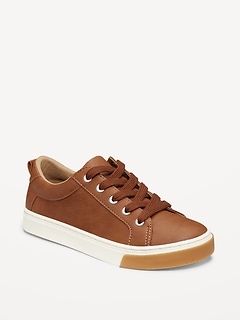 Faux-Leather Gender-Neutral Lace-Up Sneakers for Kids