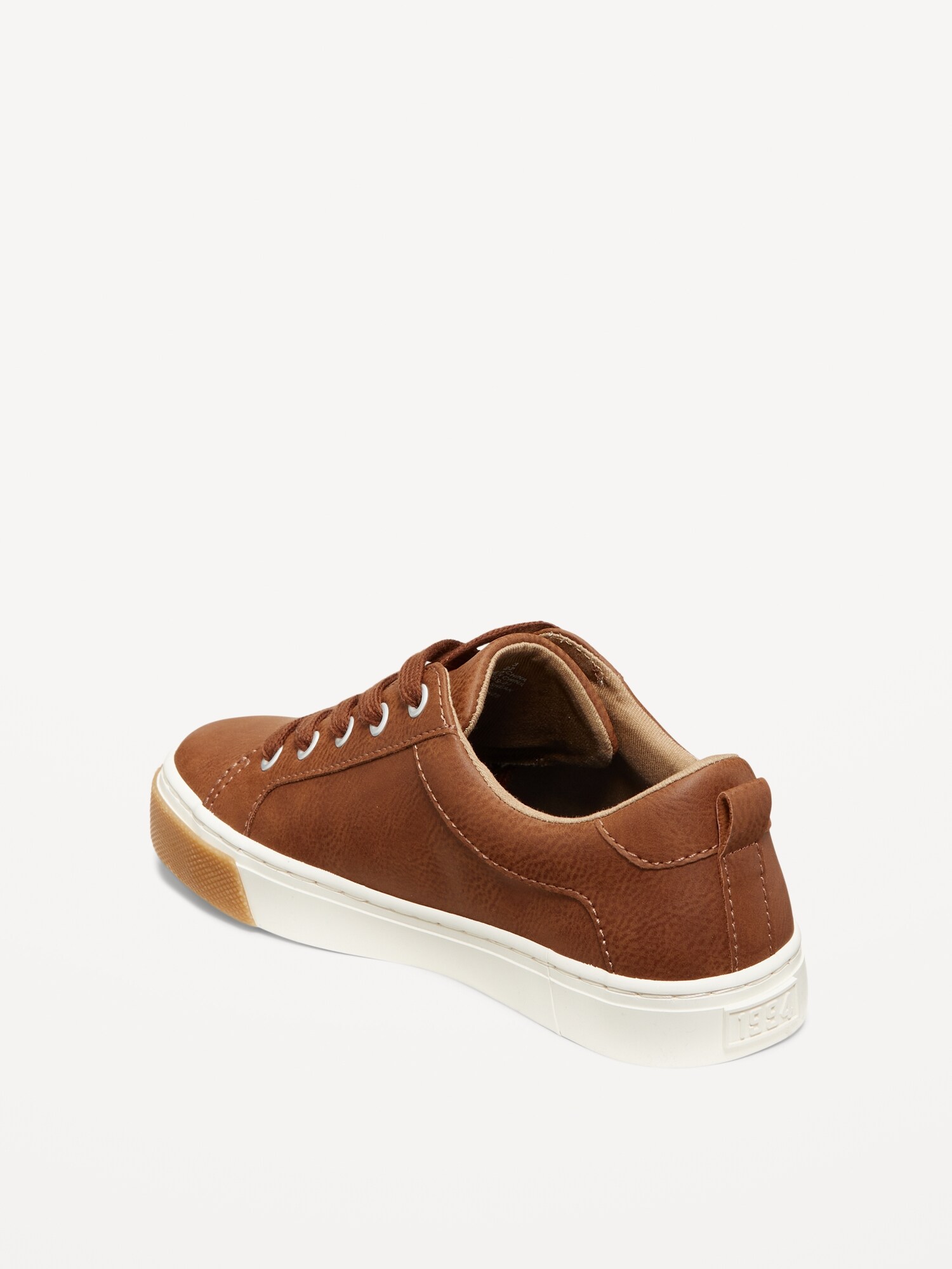 Детские кроссовки Old Navy Gender-Neutral Elastic-Lace Faux-Leather, цвет: Коньячный коричневый — фото 3