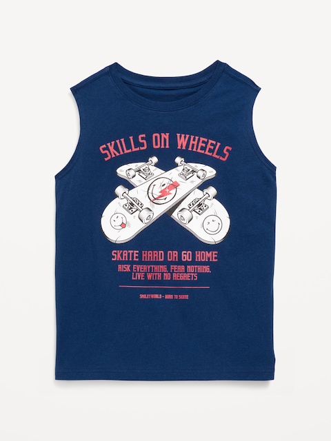 Smiley World™ Graphic Muscle Tank for Boys - Obscure Night