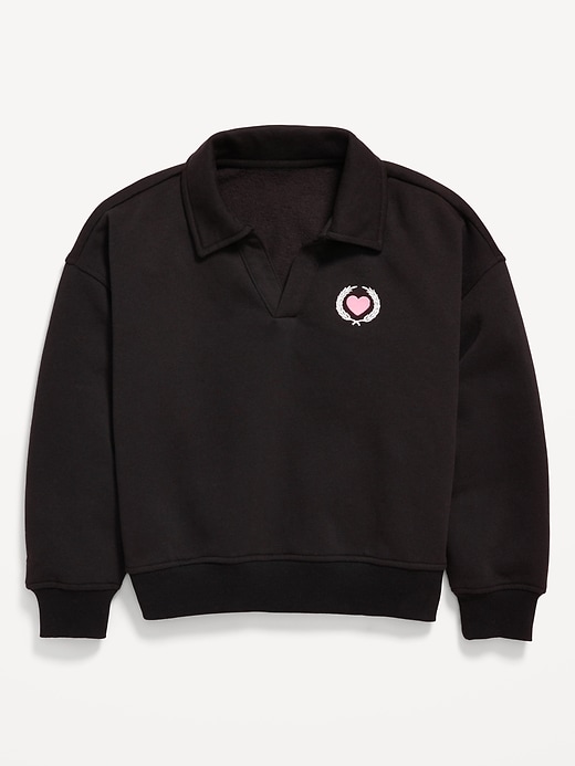 Image number 2 showing, Long-Sleeve Graphic Polo Sweatshirt for Girls
