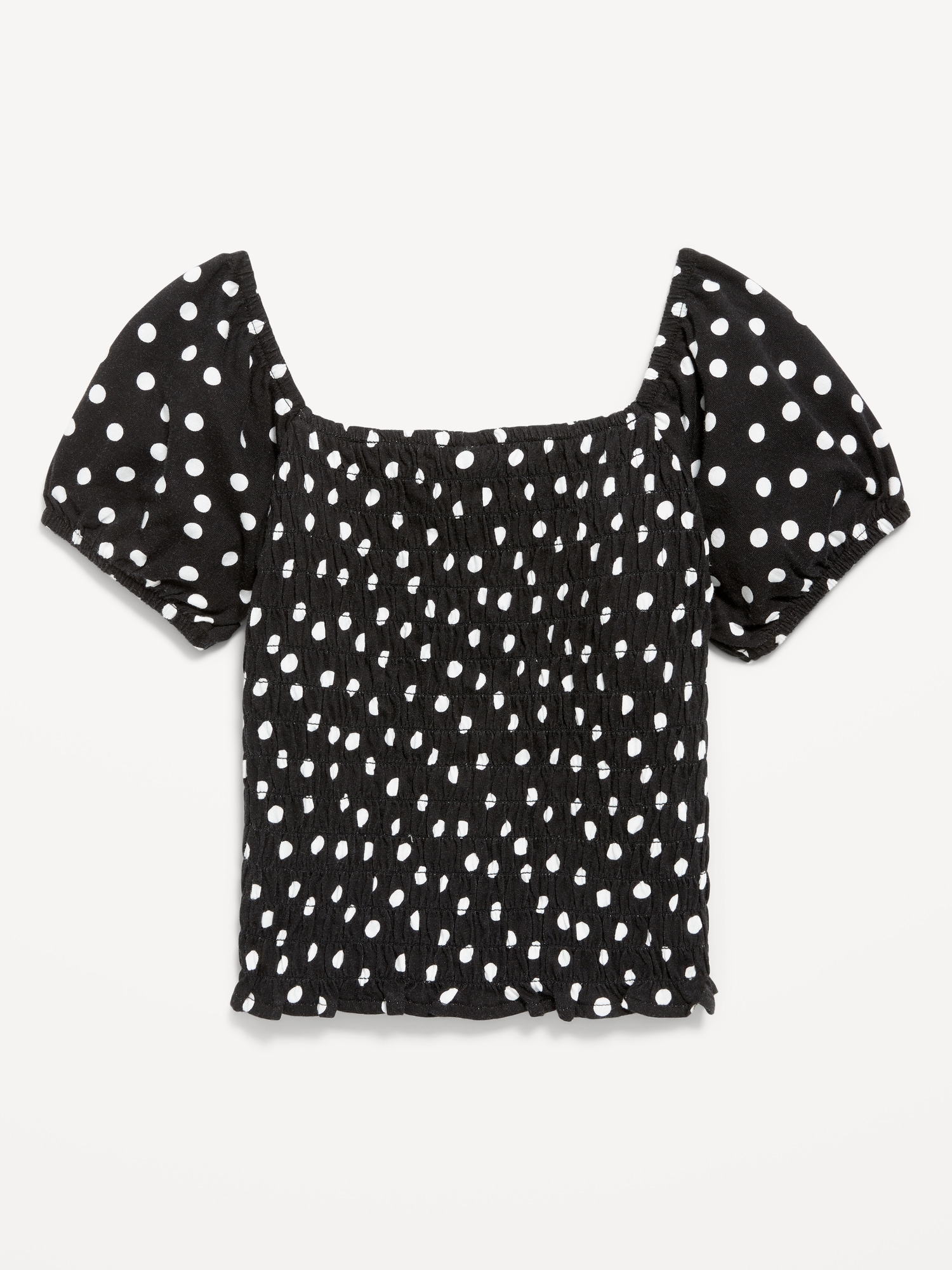 Short Puff-Sleeve Smocked Top for Girls