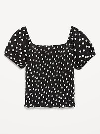 Image number 2 showing, Short Puff-Sleeve Smocked Top for Girls