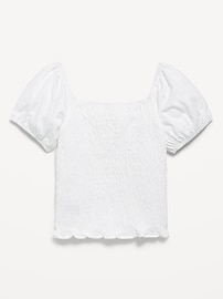 Image number 2 showing, Short Puff-Sleeve Smocked Top for Girls