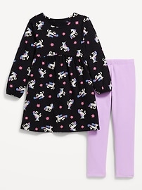 Image number 1 showing, Long-Sleeve Dress and Leggings Set for Toddler Girls