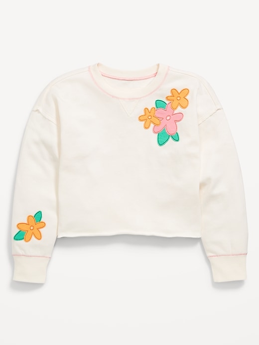 Image number 2 showing, Printed Cropped French-Terry Sweatshirt for Girls