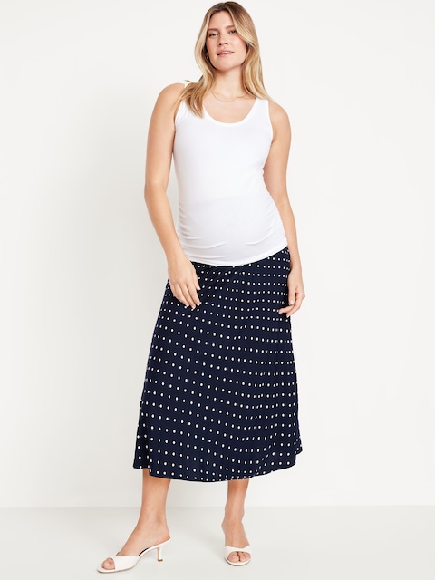 Maternity A-Line Midi Skirt - Polka Dot