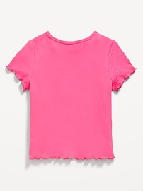 Image number 2 showing, Short-Sleeve Lettuce-Edge Ribbed T-Shirt for Toddler Girls
