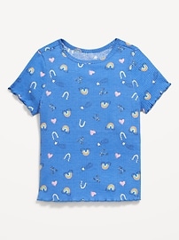 Image number 1 showing, Printed Short-Sleeve Lettuce-Edge T-Shirt for Toddler Girls