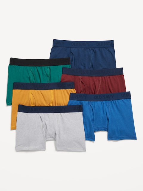 Solid Boxer-Brief Underwear 6-Pack for Boys - Multi Color