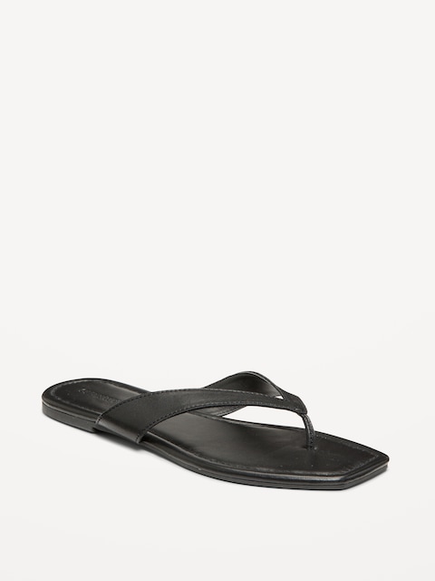 Faux-Leather Flip Flop for Women - Black Jack