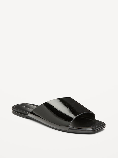 Faux-Leather Slide Sandals for Women