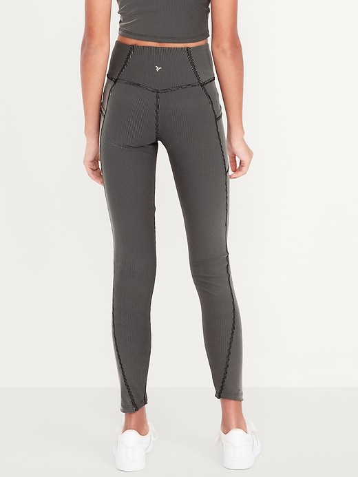 Image number 2 showing, High-Waisted PowerSoft Ribbed Performance 7/8 Leggings for Girls