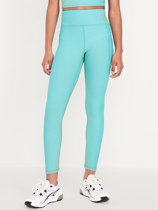Image number 3 showing, High-Waisted PowerSoft Ribbed Performance 7/8 Leggings for Girls