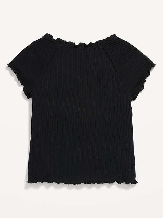 Image number 2 showing, Fitted Short-Sleeve Lettuce-Edge Top for Girls