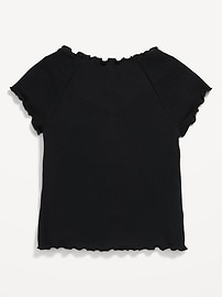 Image number 2 showing, Fitted Short-Sleeve Lettuce-Edge Top for Girls