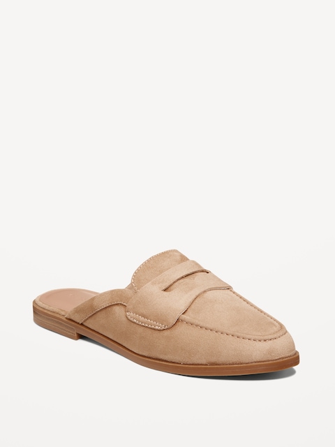 Loafer Mule Shoes for Women - Sand