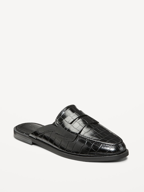 Loafer Mule Shoes for Women - Crocodile
