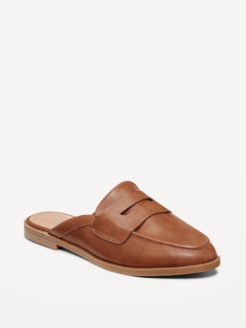 Loafer Mule Shoes for Women - Bourbon