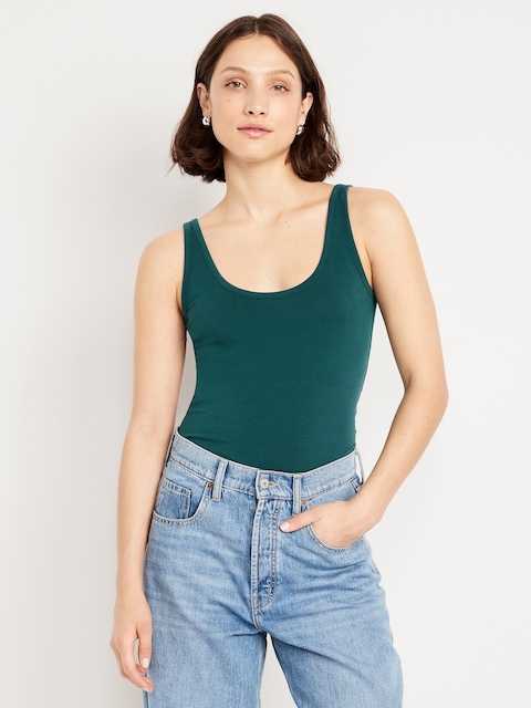 First-Layer Scoop-Neck Tank Top - Jet Stream