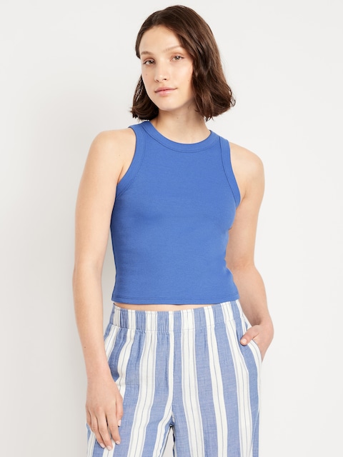 Snug Crop Tank Top - Crayon Blue