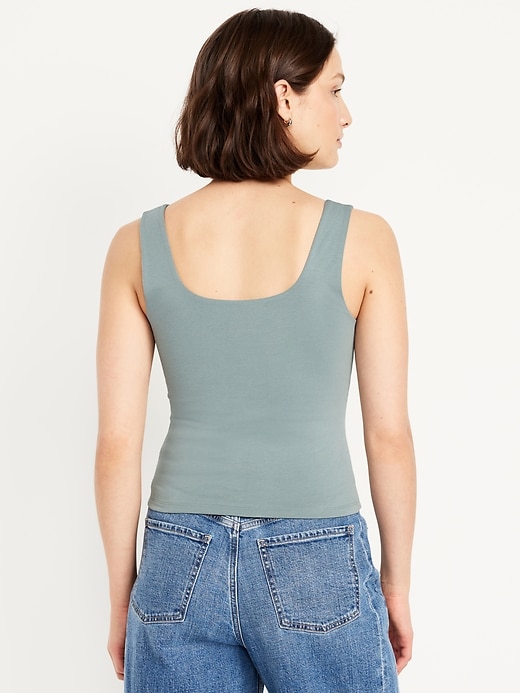 Image number 2 showing, Fitted Double-Layer Scoop-Neck Tank Top