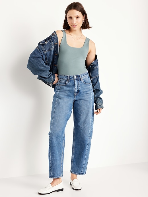 Image number 3 showing, Fitted Double-Layer Scoop-Neck Tank Top