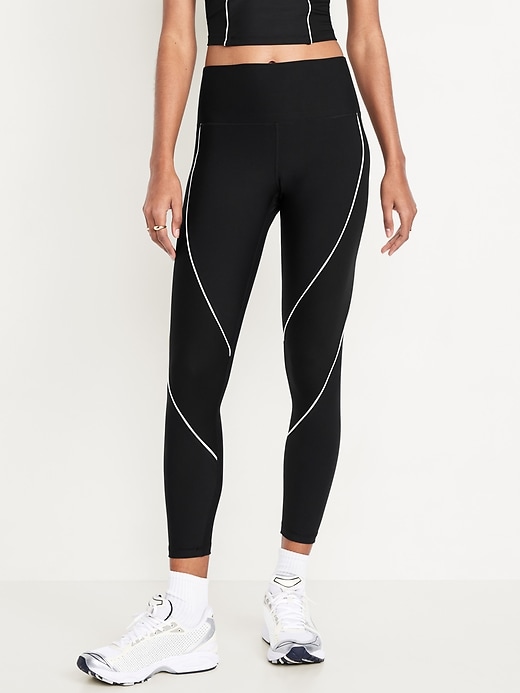 Image number 1 showing, High-Waisted PowerSoft Rib Mix 7/8 Leggings