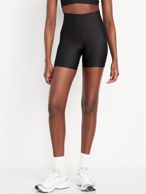 Extra High-Waisted PowerSoft Sculpt Biker Shorts -- 6-inch inseam - Black Jack