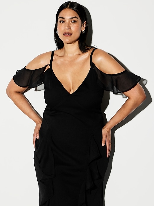Image number 3 showing, The Occasion by Old Navy Off-Shoulder Ruffle Chiffon Maxi Dress