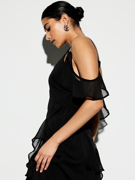 Image number 6 showing, The Occasion by Old Navy Off-Shoulder Ruffle Chiffon Maxi Dress