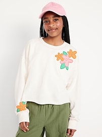 Image number 1 showing, Printed Cropped French-Terry Sweatshirt for Girls