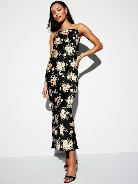 The Occasion by Old Navy Satin Cowl Maxi Dress - Black Floral