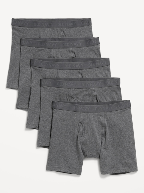 5-Pack Soft-Washed Boxer Briefs -- 6.25-inch inseam - Heather Gray