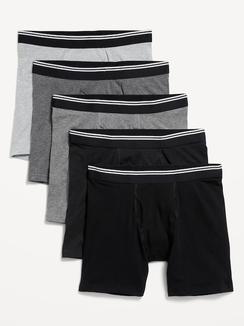 5-Pack Soft-Washed Boxer Briefs -- 6.25-inch inseam - Gray Combo