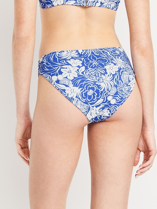 Image number 2 showing, Mid-Rise Textured Bikini Swim Bottoms